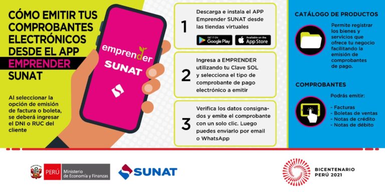 Conoce cómo emitir comprobantes de pago electrónicos desde el App «Emprender SUNAT»